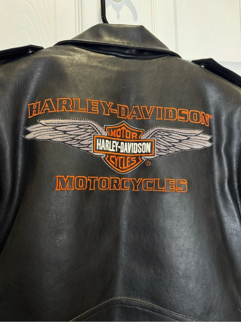 Harley Davidson Motorcycle Kid's Size 7 Faux Leather Jacket Black Biker